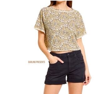 Free People We The Free Sammie Printed Tee Shirt Women Color Ivory Combo Size XL